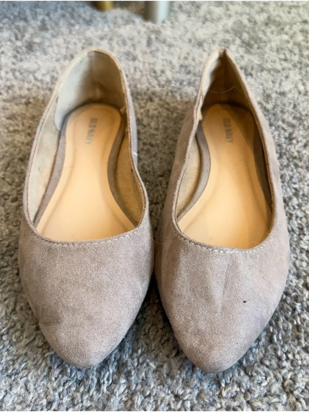 Old Navy Taupe Suede-Look Pointed Toe Flats